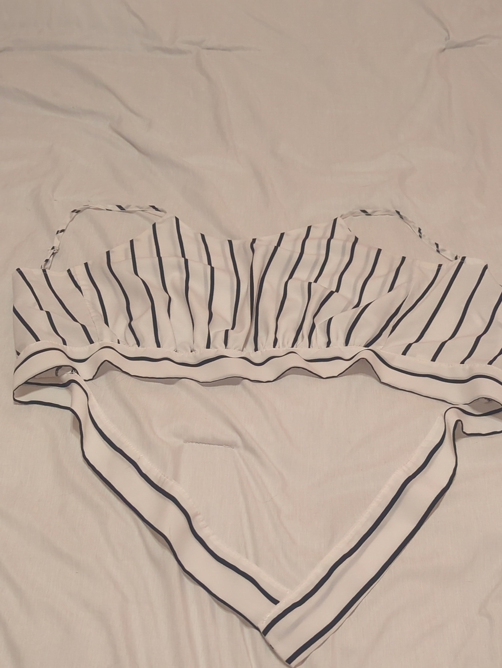 Striped White and Navy Bralette Top - Women Intimates & Sleepwear